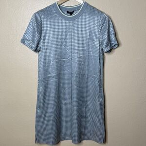 Rag & Bone Dress Women Medium Blue Ali Mini T-Shirt Dress Houndstooth Print New